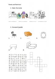 English Worksheet: Rooms and furniture