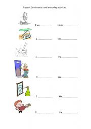 English worksheet: present continuous and routines