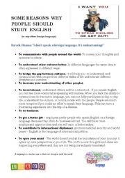 English Worksheet: Reasons why people study English