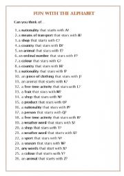 English Worksheet: The Alphabet