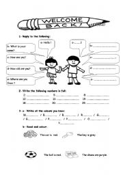 English Worksheet: Back to School