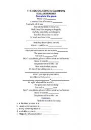 English worksheet: The logical song by SUPERTRAMP