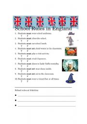 English Worksheet: School Rules UK/JP