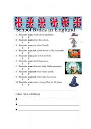 English worksheet: School Rules UK/JP