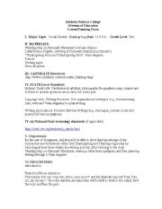 English Worksheet: The First Thanksgiving Lesson Plymouth Plantation