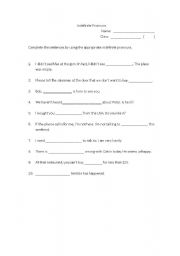 English worksheet: Indefinite Pronoun