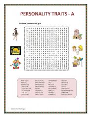 English Worksheet: Personality Traits - A