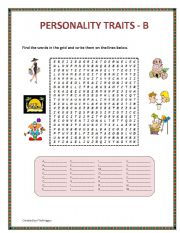 English Worksheet: Personality Traits - B