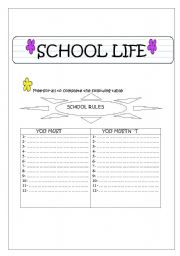 English Worksheet: School life