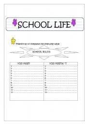 English Worksheet: School life