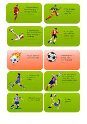 English Worksheet: football / soccer card game PART 1