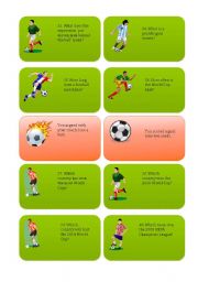 English Worksheet: football / soccer card game PART 3