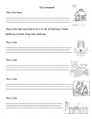 English Worksheet: The Rooms in the House