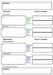 English Worksheet: Pros and cons graphic organizer