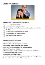 English Worksheet: Dinner for Schmucks!