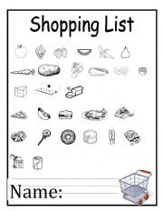 English Worksheet: Shopping List 