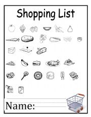 English worksheet: Shopping List 