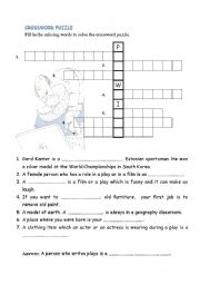 English worksheet: theatre crossword puzzle