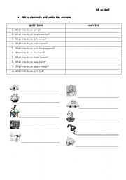English worksheet: daily routines 3rd person