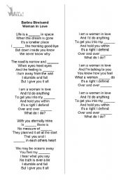 English worksheet: Barbra Streisand Woman in love