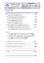 English Worksheet: relative clause