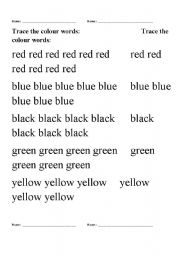 English worksheet: Trace the colour words_1