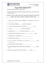 English worksheet: fill in the blanks