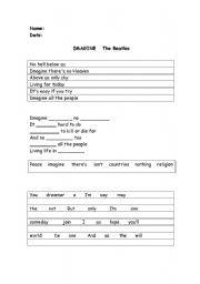 English worksheet: Imagine (Song by the Beatles) activity