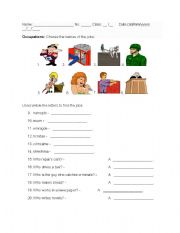 English worksheet: Occupation Worksheet