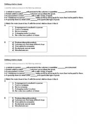 English Worksheet: Defining Relative clauses