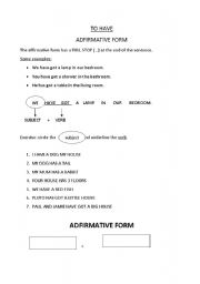 English worksheet: to have, adfirmative form