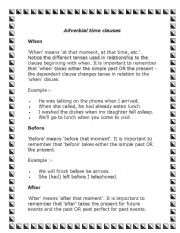 English Worksheet: adverbial time clauses 