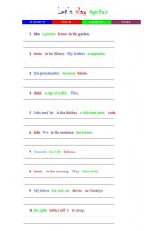 English Worksheet: lets play syntax