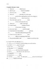 English Worksheet: Any, Some, A/an