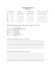 English worksheet: Contractions Practice