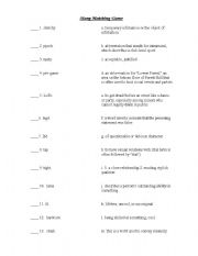 English worksheet: Slang matching