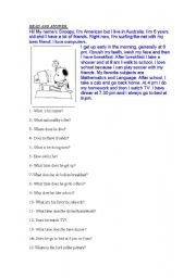 English Worksheet: Daily routine and personal information