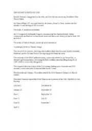 English Worksheet: IMPORTANT EVENTS ON 2009