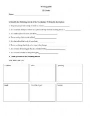 English worksheet: writing test