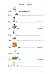 English worksheet: -ING form