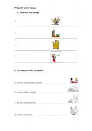 English worksheet: present continuous