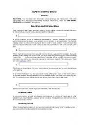 English worksheet: Greetings and Introductions