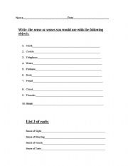 English Worksheet: 5 Senses