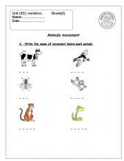 English worksheet: movement