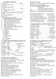 English Worksheet: going to, past simple 