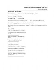 English Worksheet: was were review