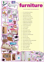 English Worksheet: Furniture of a house