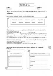 English worksheet:  Exam for Anatolian 11th Graders