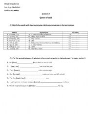 English Worksheet: voc and Gr worksheet Grade 1 secondary Queen of Soul