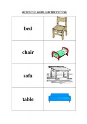 English Worksheet: furniture 1 matching exercise